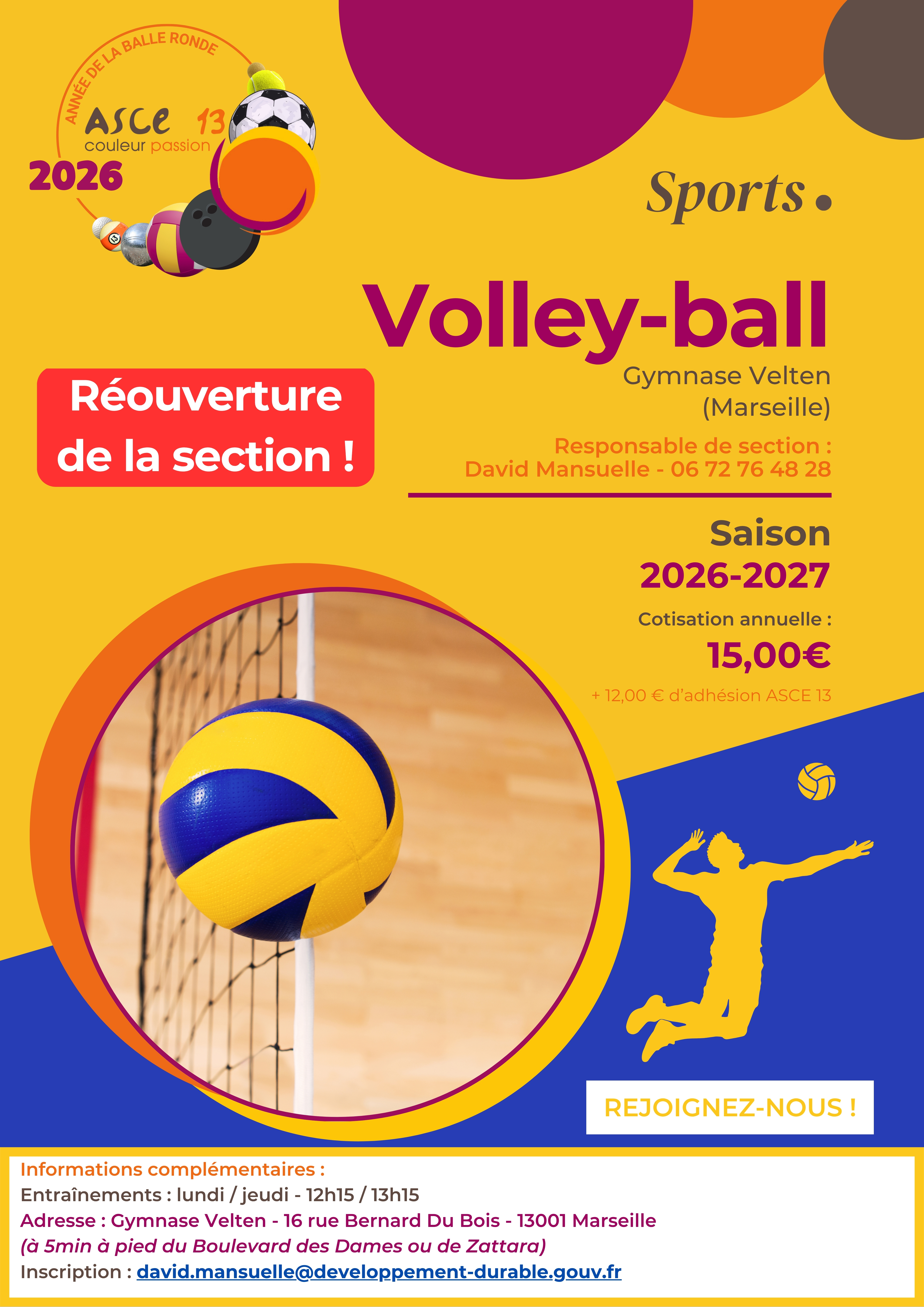 Affiche volley ASCE 13 2026