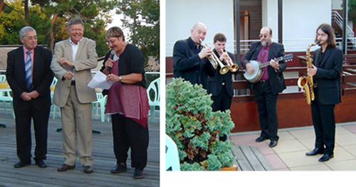 Max MARCOLINI et Michel BLONDEAU, anciens présidents, avec Joëlle GAU.